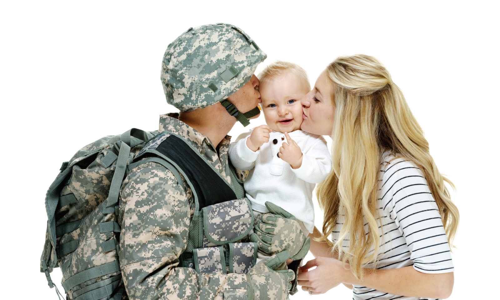 Tricare Breast Pumps - Army couple kissing their baby