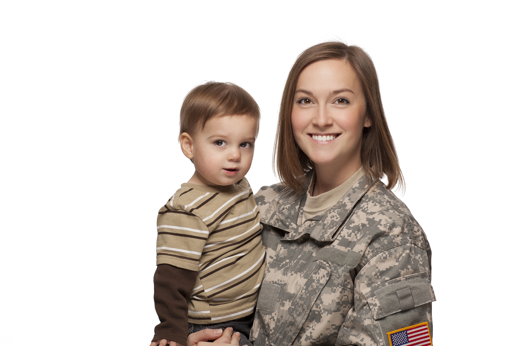 Military mom with young child